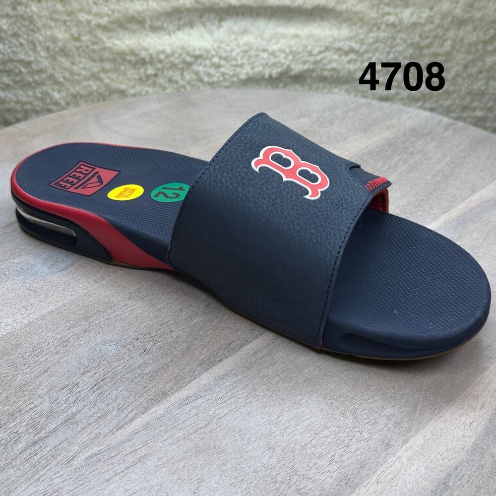 Boston Red Sox Reef Fanning Slides Mens 12 MLB Sandals Bottle Opener NWT